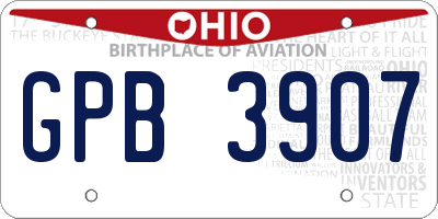 OH license plate GPB3907