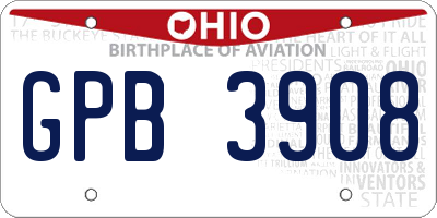 OH license plate GPB3908