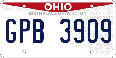 OH license plate GPB3909