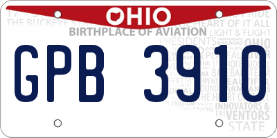 OH license plate GPB3910