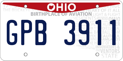OH license plate GPB3911