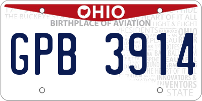 OH license plate GPB3914