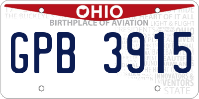 OH license plate GPB3915