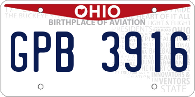 OH license plate GPB3916
