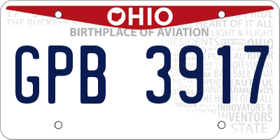OH license plate GPB3917