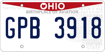 OH license plate GPB3918