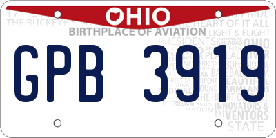 OH license plate GPB3919
