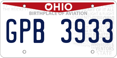 OH license plate GPB3933