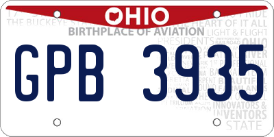 OH license plate GPB3935