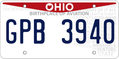 OH license plate GPB3940