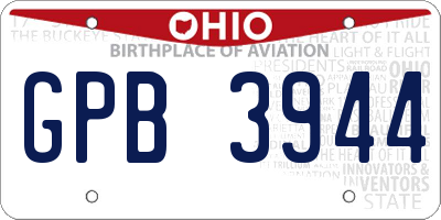 OH license plate GPB3944