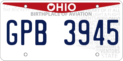 OH license plate GPB3945