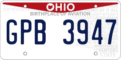 OH license plate GPB3947