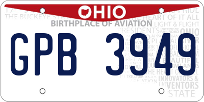 OH license plate GPB3949