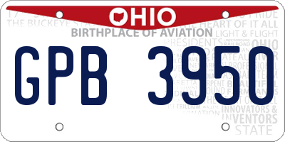 OH license plate GPB3950