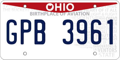 OH license plate GPB3961