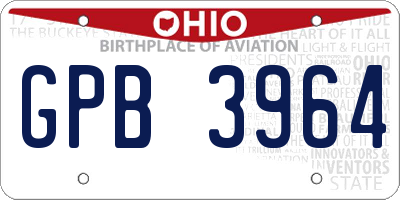 OH license plate GPB3964