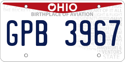 OH license plate GPB3967