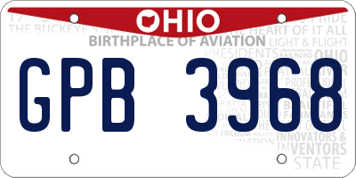OH license plate GPB3968