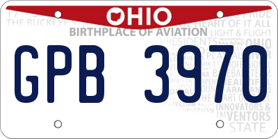 OH license plate GPB3970