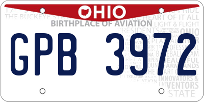 OH license plate GPB3972