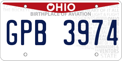 OH license plate GPB3974