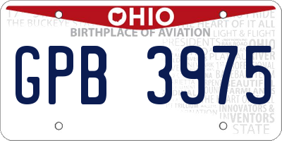 OH license plate GPB3975
