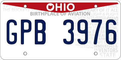 OH license plate GPB3976