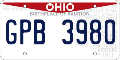 OH license plate GPB3980