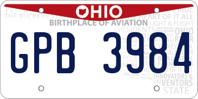 OH license plate GPB3984