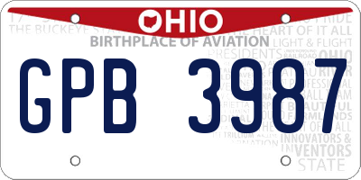OH license plate GPB3987