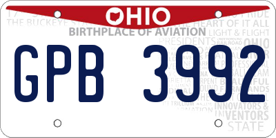 OH license plate GPB3992
