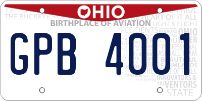 OH license plate GPB4001
