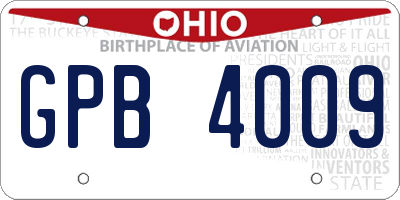 OH license plate GPB4009