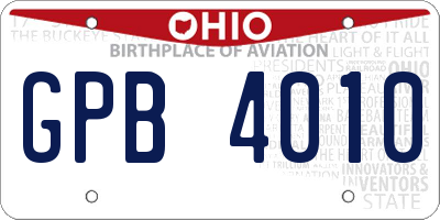 OH license plate GPB4010