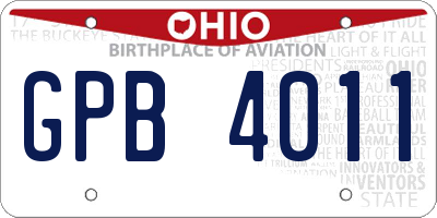 OH license plate GPB4011