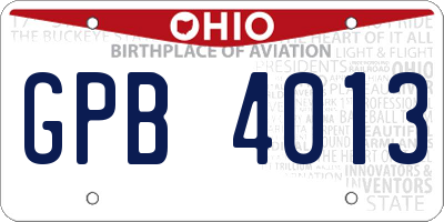 OH license plate GPB4013