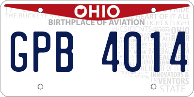 OH license plate GPB4014