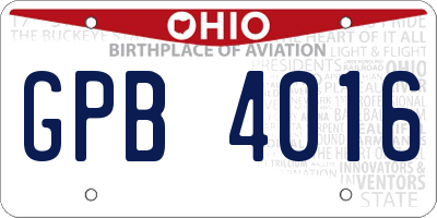 OH license plate GPB4016