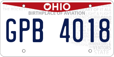 OH license plate GPB4018