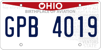 OH license plate GPB4019