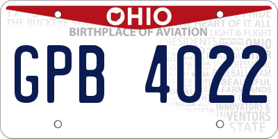 OH license plate GPB4022
