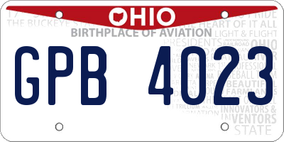 OH license plate GPB4023