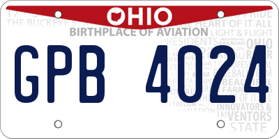 OH license plate GPB4024