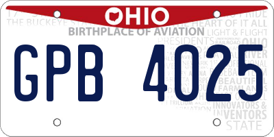 OH license plate GPB4025