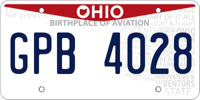 OH license plate GPB4028