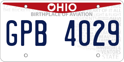 OH license plate GPB4029