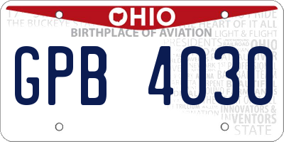 OH license plate GPB4030