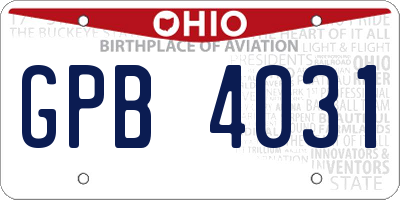 OH license plate GPB4031