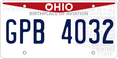 OH license plate GPB4032
